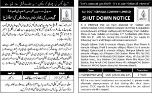 Temporary Shut Down of Gas Supply