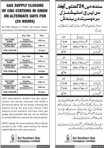 Gas Supply Closure of CNG Stations in Sindh