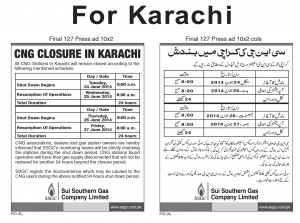 127 Shut Down CNG EU Karachi