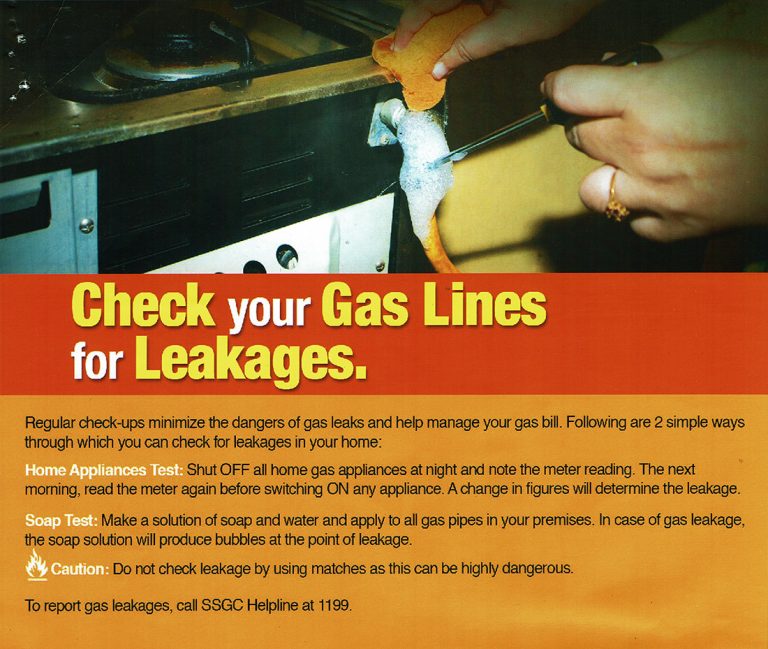 Check Gas Line for Leakages Sui Southern Gas Company Limited